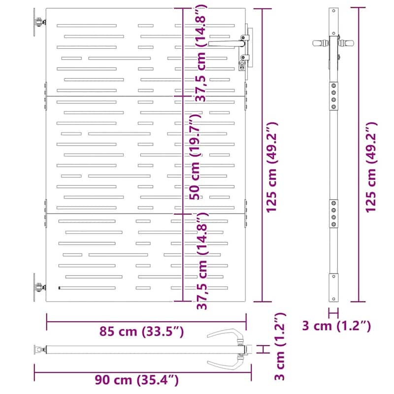 vidaXL Garden Gate Decorative Door Outdoor Fence Corten Steel Tree Design - 33.5 x 1.2 x 29.5"