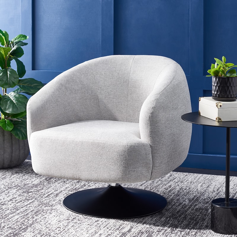SAFAVIEH Indiana Upholstered Accent Chair - 31" W x 33" D x 34" H - 31Wx33Dx34H - Light Grey/Black