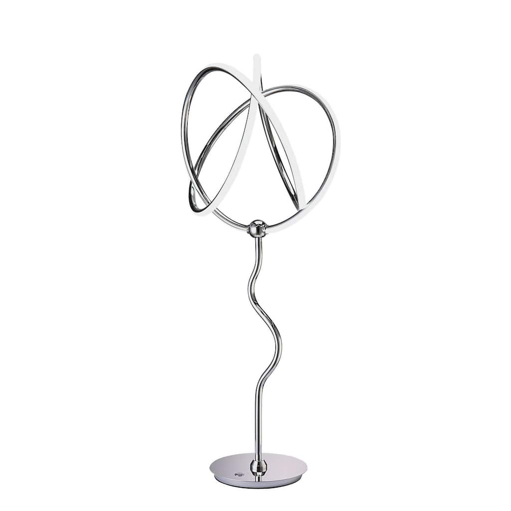 Salt 33 Inch Table Lamp, Accent Twisted Design, LED Light, Chrome Metal