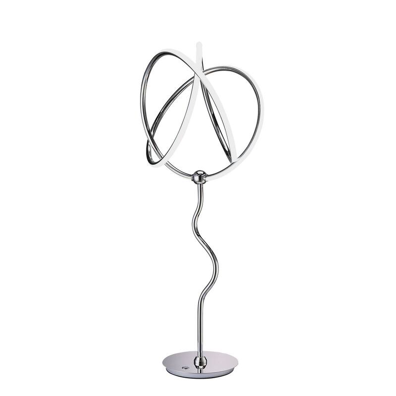 Salt 33 Inch Table Lamp, Accent Twisted Design, LED Light, Chrome Metal - Chrome, Silver