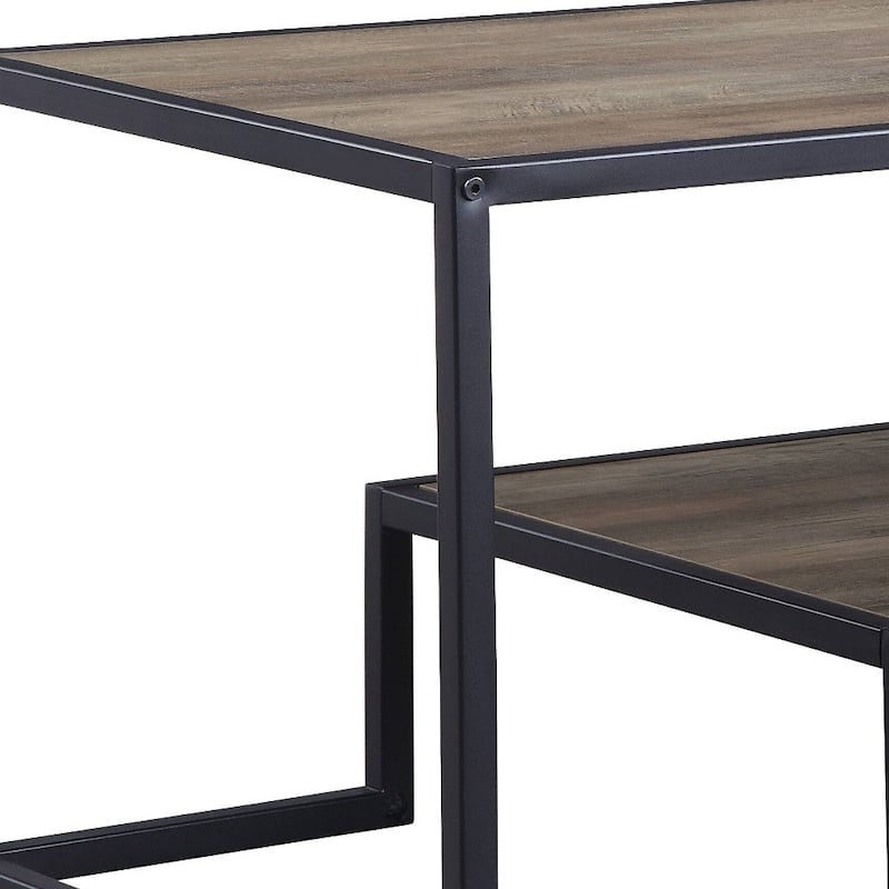 45" Metal Sled Coffee Table with Shelf for Living Room or Office - 45” x 20” x 17”