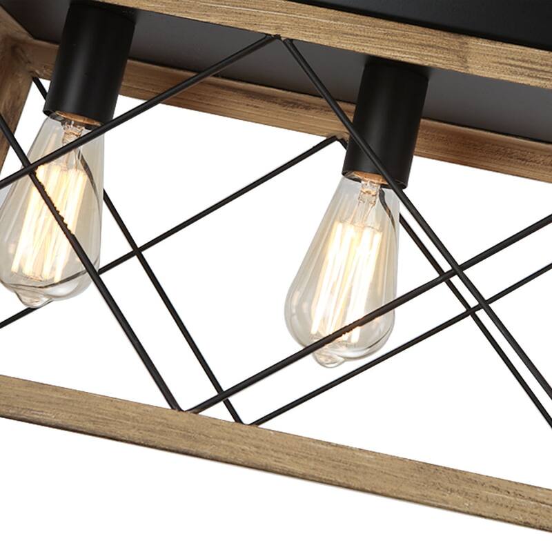 Rustic 5-Light Metal Rectangle Island Pendant Chandelier