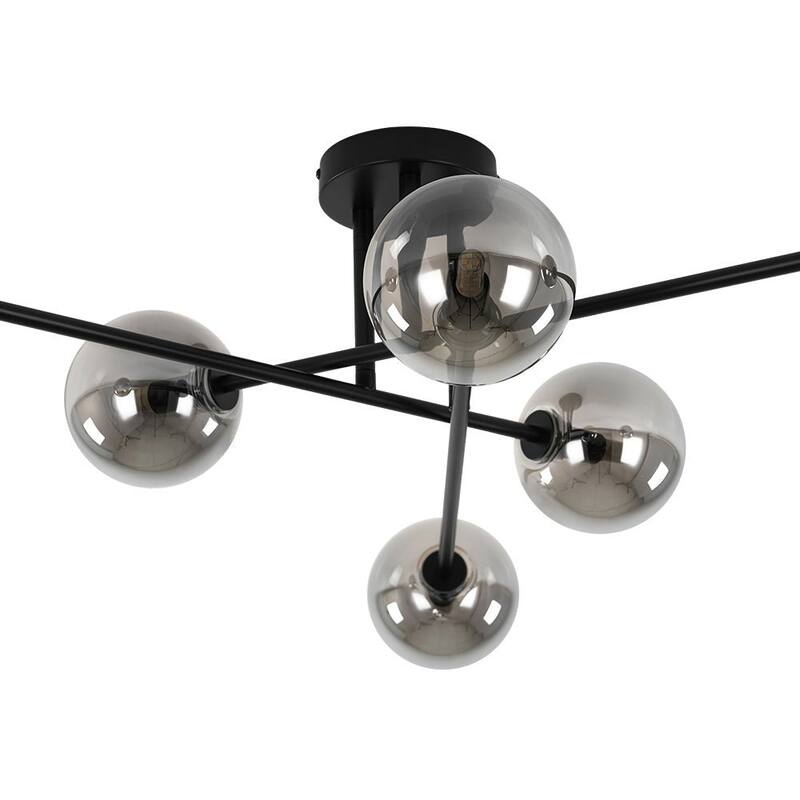 Linear Sputnik Smoked Glass Globe Semi Flush Chandelier