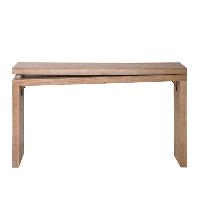 Slim Narrow Console Table, 52" Living Room Hallway Sofa Table, Wooden Rectangular Entryway Table with Wooden Beads Decoration - Natural Wood