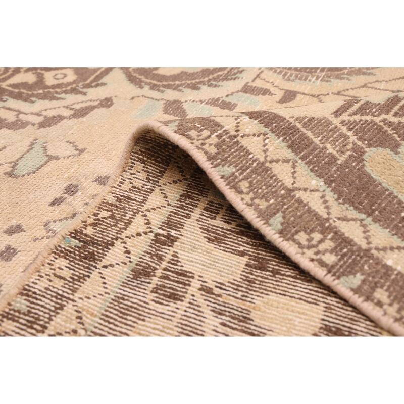 ECARPETGALLERY Hand-knotted Antalya Vintage Beige Wool Rug - 7'1 x 10'5