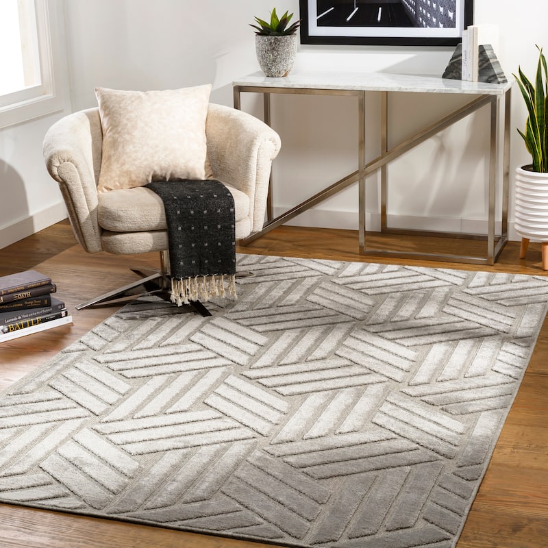 Livabliss Wimbledon Modern Geometric Rug - 9'2" x 12' - Grey