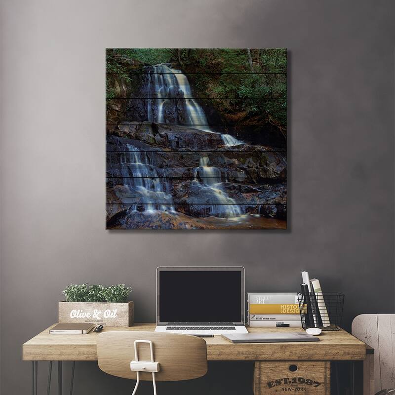 Waterfall, Laurel Creek, Great Smoky Mountains National Park, Tennessee Print On Wood by Tim Fitzharris - Multi-Color