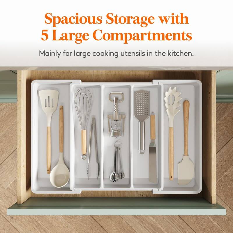 Expandable & Adjustable Utensil Drawer Organizer - Black Large