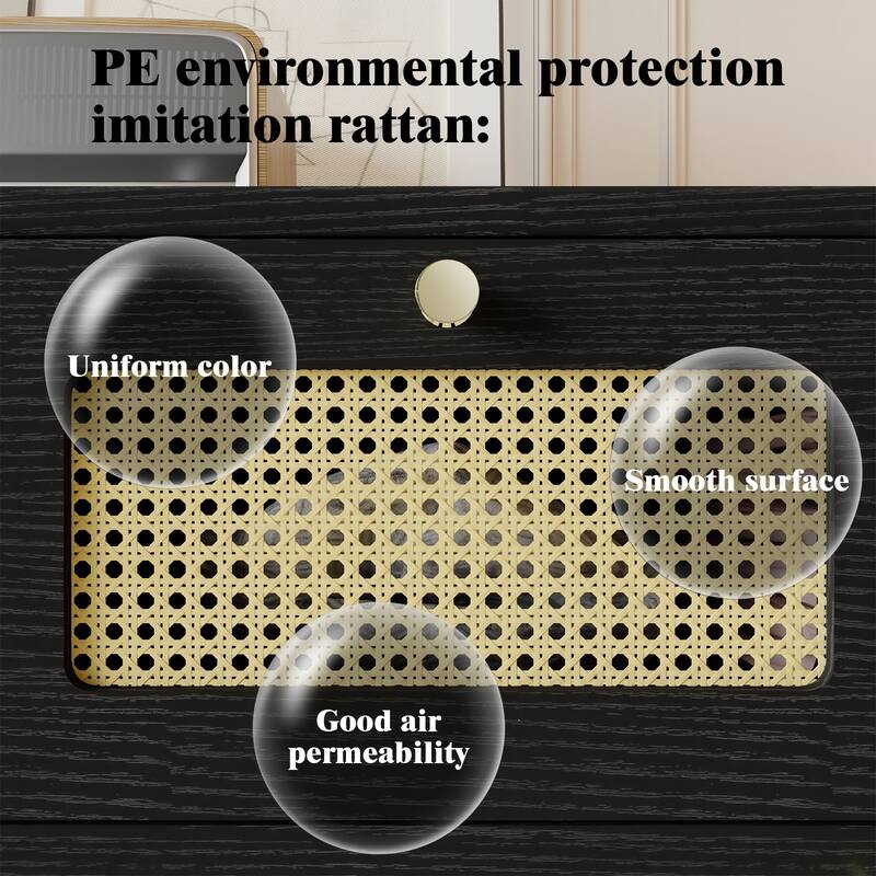 Modern Rattan Dressing Table Storage Cabinet with 4 Drawers, Waterproof, for Bedrooms and Living Rooms