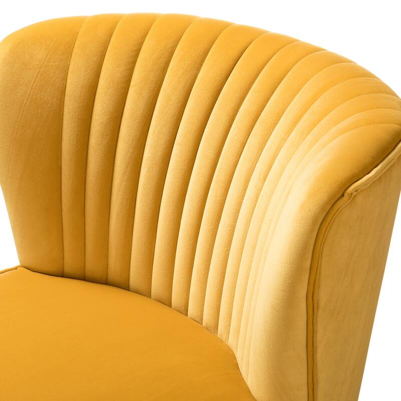 Monica Living Room Armless Accent Comfy Chair with Tufted Back and Metal Legs by HULALA HOME