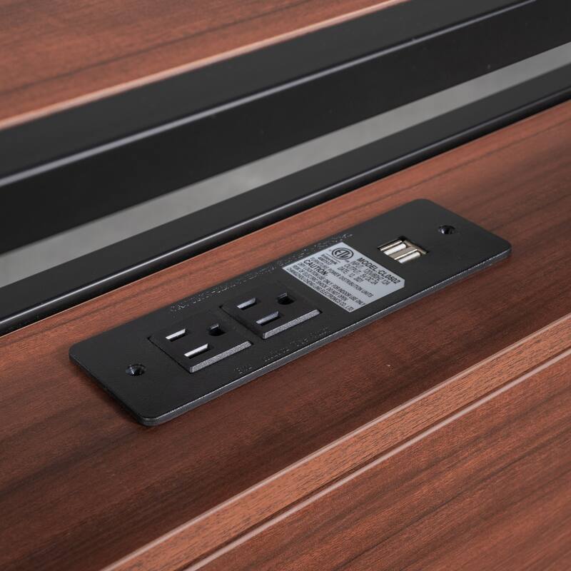 Metal Platform Bed with Trundle and Socket - Full - Black