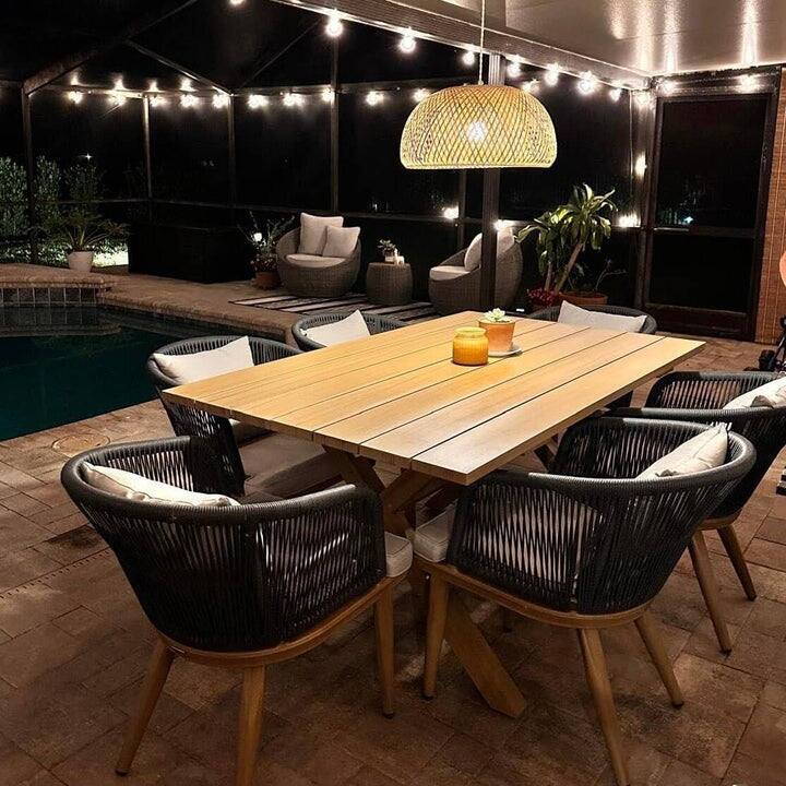 PURPLE LEAF Outdoor Dining Set for Garden Deck Wicker Table and Chairs Set-11 Piece