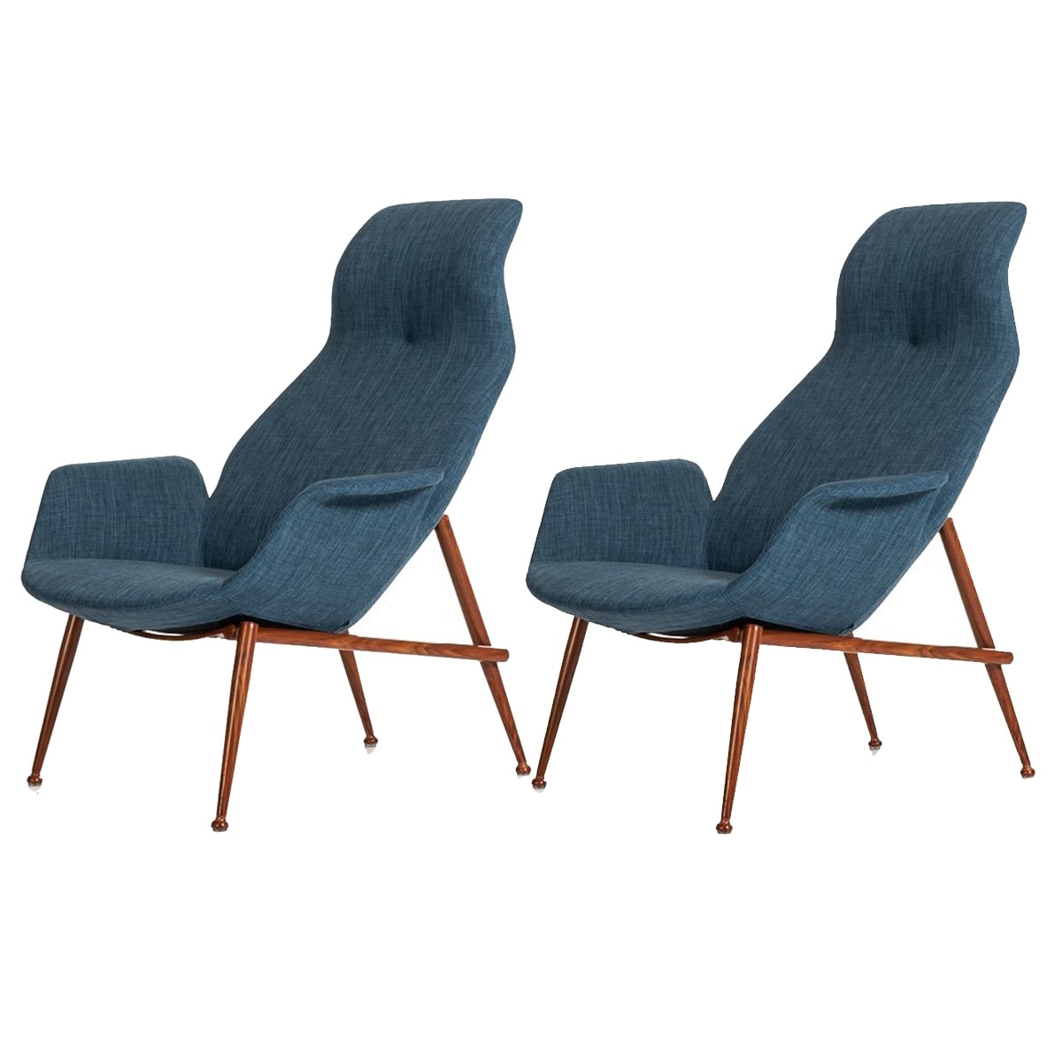 Fabric Upholstered Modern Lounge Chair With Metal Legs Blue Overstock 31823967