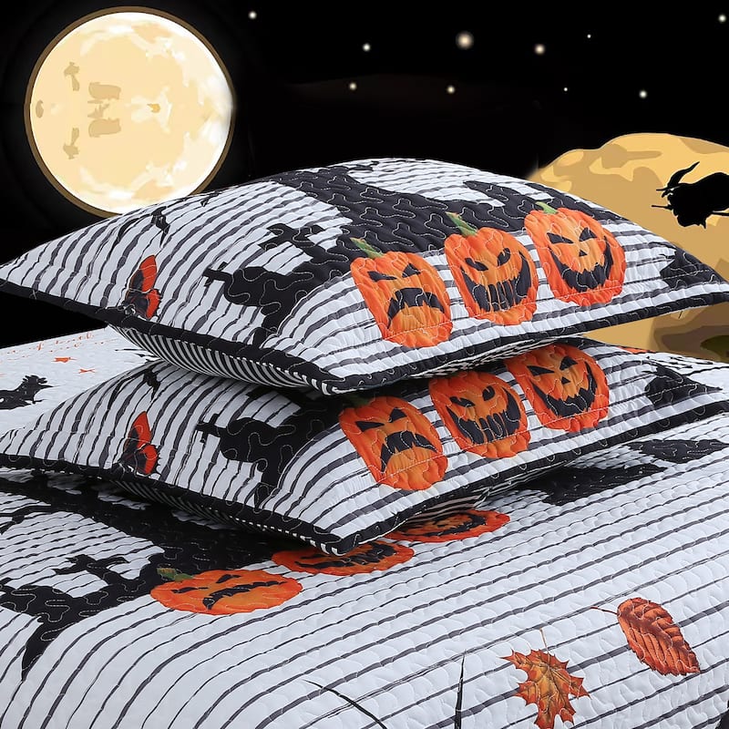 3 Pcs Halloween Quilt Bedspread Set