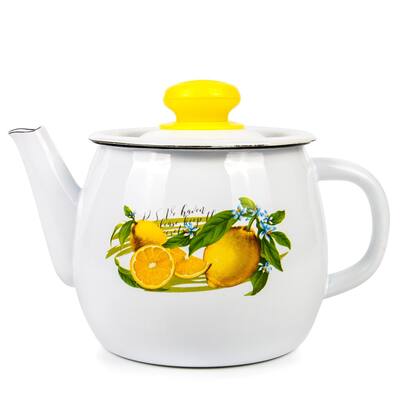 STP-Goods 1.1-Quart Lemons Enamel on Steel Tea Kettle