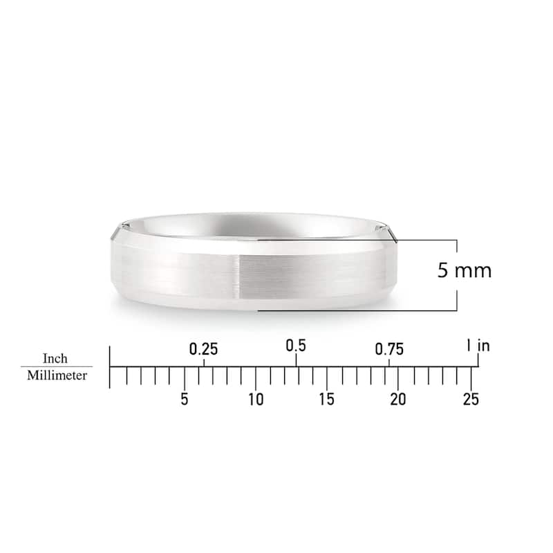 Clover White Gold Beveled Edge Wedding Band
