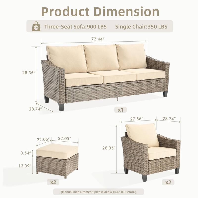 ​​OVIOS 5-Piece Outdoor Wicker Set With Ottoman