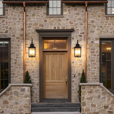 Traditional Large Outdoor Wall Lamps With Clear Bubble Glass lampshades, 2 pc