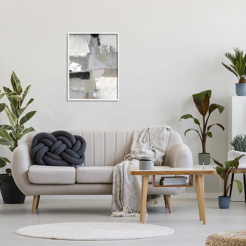 Stupell Blocked Geometric Shapes Black Detail Circles Framed Wall Art, Design by Lisa Ridgers