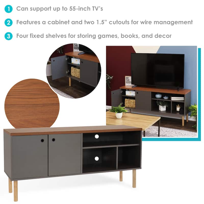 Sunnydaze Mid-Century Modern TV Stand Media Console for 55" TV