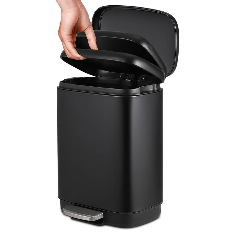12L Kitchen Trash Can with Lid with Automatic Soft Close - Black