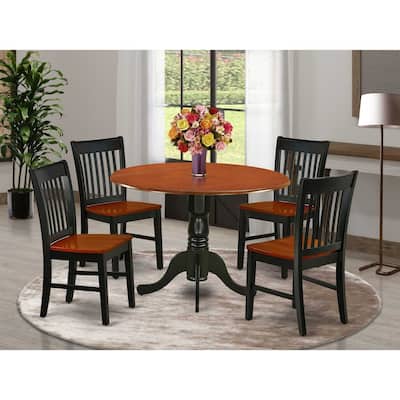 Art Nouveau Dining Set - 5 Piece Kitchen Table & Chairs - 42" Round Table, Black Cherry Finish