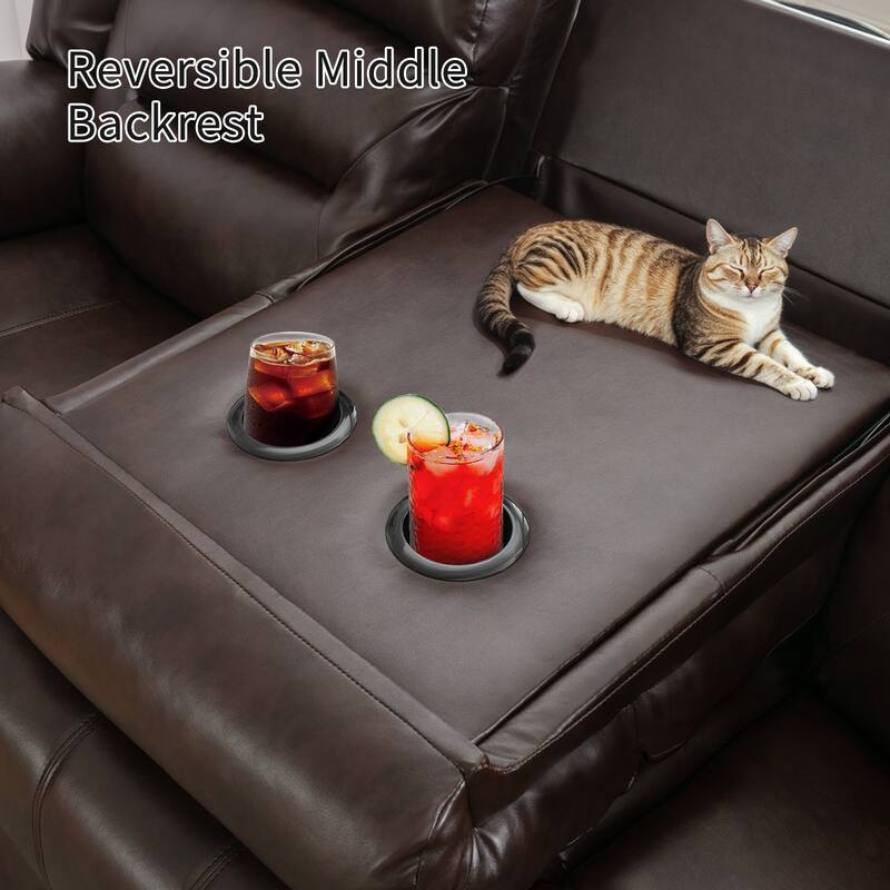 Faux Leather Power Loveseat Recliner, Electric Reclining Sofa with Overstuffed Armrests, 2-Seater Couch for Living Room