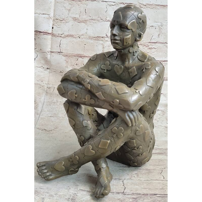 Tribute To Dali Man With Poker Outfit Bronze Sculpture Statue