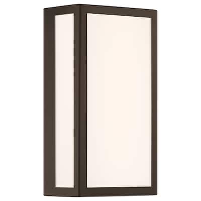 GEO Dual Voltage Short Outdoor LED Wall Mount - Bronze