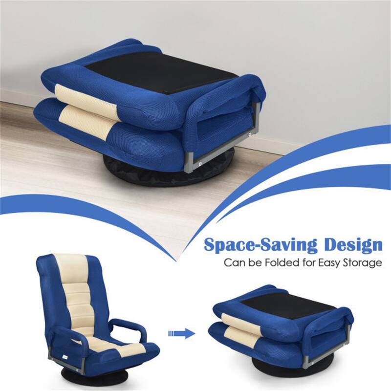 360 Degree Swivel Gaming Floor Chair with Foldable Adjustable Backrest