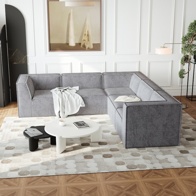 106"x106" Chenille Modular L-Shaped Sectional Sofa (5-Piece)