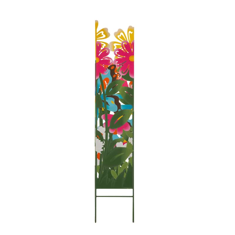 Glitzhome 40"H 5 Pieces Metal Flowers Silhouette Yard Stake