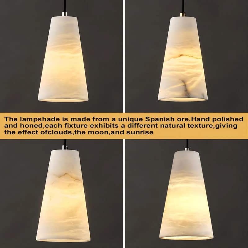 KAYLA 2 Light Pendant Light, Cone Natural Alabaster Shade Pendant Light for Dining Room, Kitchen Island(Bulb Included)