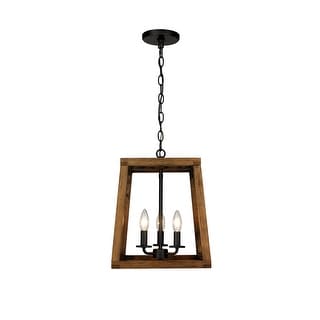Rustic Farmhouse Geometric Wooden and Black Lantern