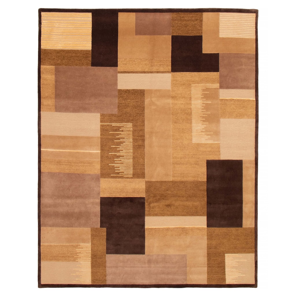 ECARPETGALLERY Hand-knotted Opulence Brown Silk, Wool Rug - 8'0 x 10'0