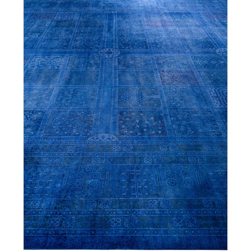 Overdyed One-of-a-Kind Hand-Knotted Area Rug - Blue - 12' 4" x 18' 0"