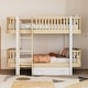 preview thumbnail 2 of 9, Modern Twin over Twin Size Wooden Bunk Bed with Fence Guardrail and Drawer for Kids/Teens/Adults Bedroom, Natural+White
