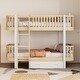 preview thumbnail 16 of 24, Wood Twin over Twin Bunk Bed with Fence Guardrail and a Big Drawer