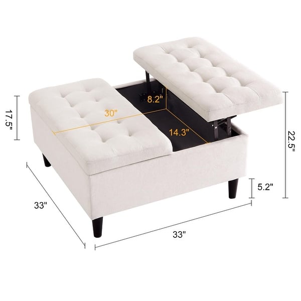 dimension image slide 0 of 2, 33 Inch Velevt Lift-Top Storage Ottoman,Footrest Stool