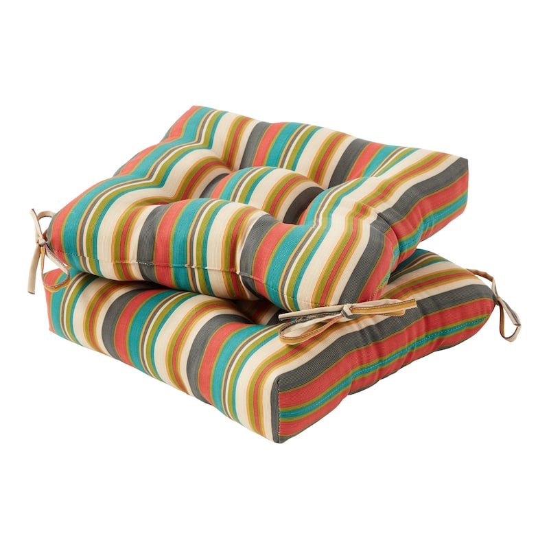Greendale Home Fashions Multicolor Outdoor Dining Seat Cushion (Set of 2) - Sunset Stripe - Updated