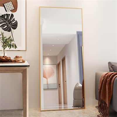 71" x 32" Tall Metal Frame Full-Length Mirror with Stand