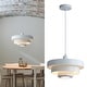preview thumbnail 23 of 32, Industrial Adjustable Chandelier 1-Light Pendant Light with 3-Layer Metal Shade, Vintage Hanging Lamp for Living Room White