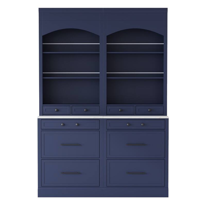 Kitchen Pantry with Countertop, Tall Freestanding Storage Cabinet with 5 Storage Drawers & Adjustable Shelf