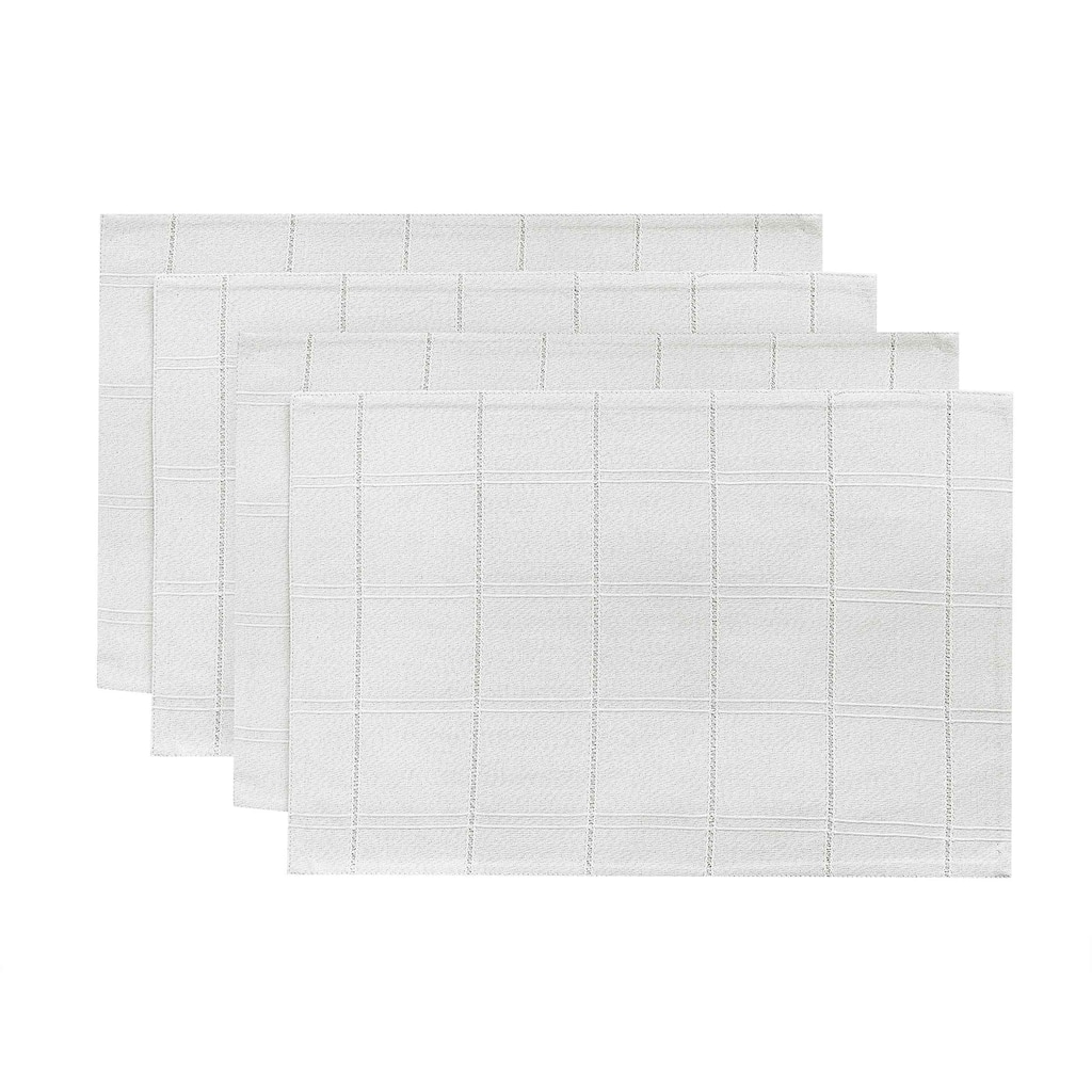Izod Chadwick White Silver Lurex 4-Pack Placemat Set