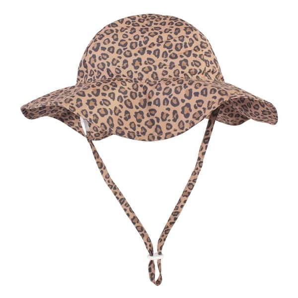 slide 1 of 1, Hudson Baby Infant Girl Sun Protection Hat, Brown Leopard Brown Leopard - 6-18 Months