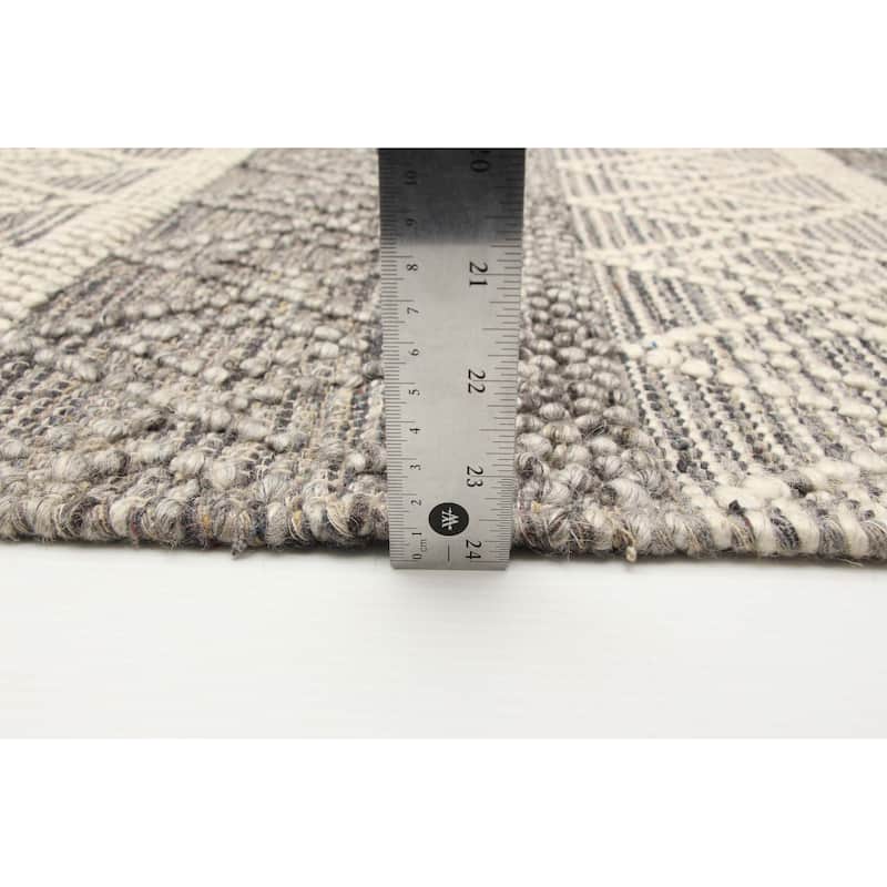ECARPETGALLERY Braid weave Sienna Grey Wool Rug - 6'1 x 9'0