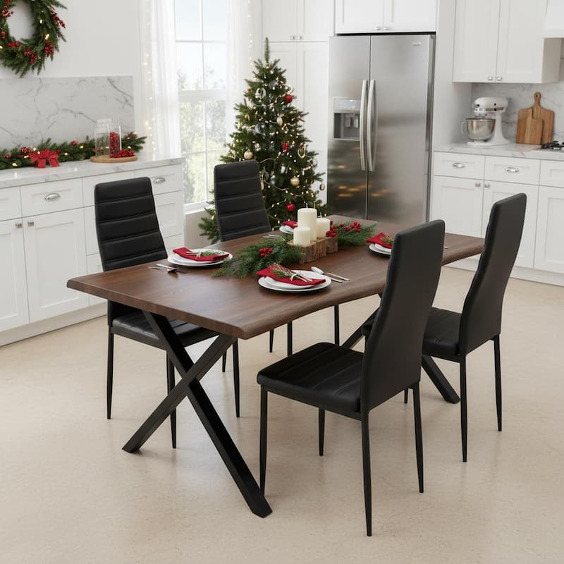 Homylin Modern PU Leather Dining Chairs with Metal Legs, Armless Padded Side Chairs for Kitchen & Dining Room