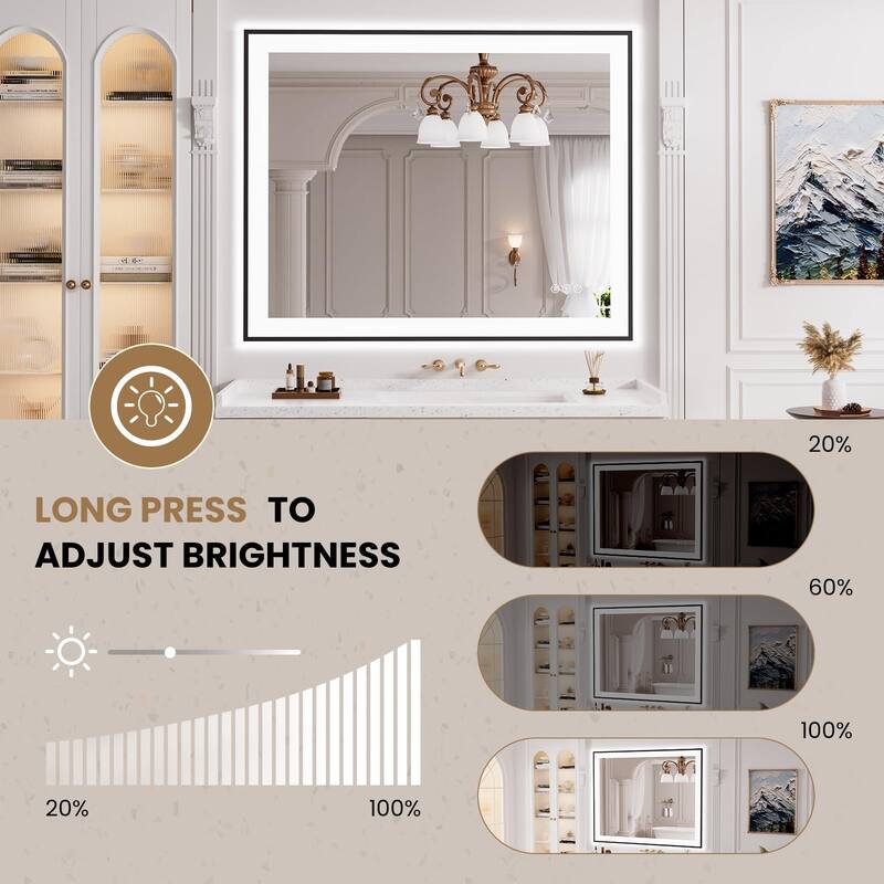 40x32 Inch Frameless LED Bathroom Mirror,Smart Mirror