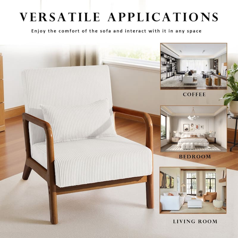 Mid-Century Upholstered Accent Chair with Wood Frame
