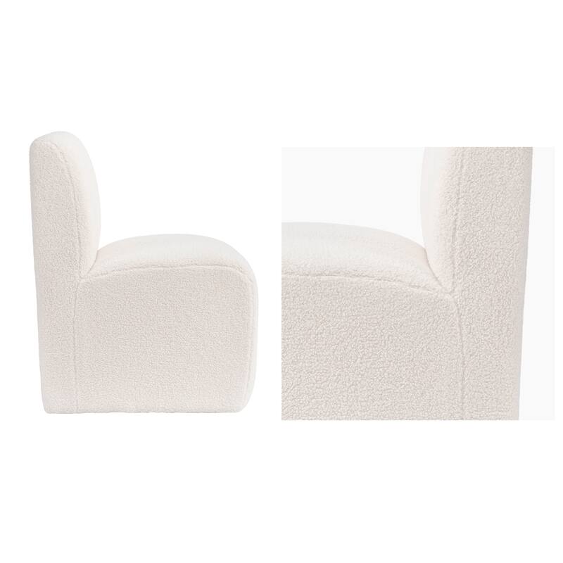 Modern 20" W Faux Sheepskin Upholstered Rolling Side Chair With Casters